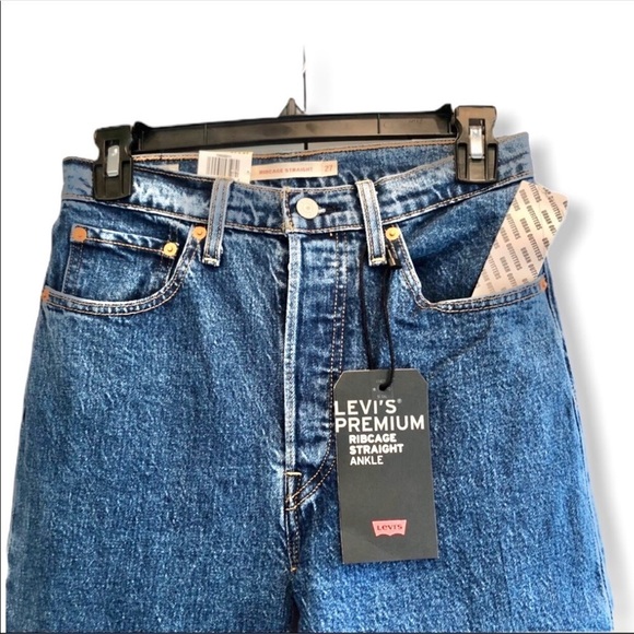 LEVI’S RIBCAGE Super High Rise Straight Ankle Blue Jeans Size29 - Picture 5 of 6
